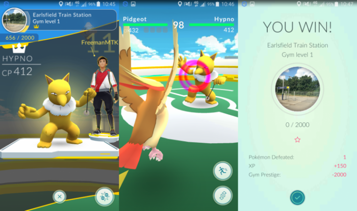 Battle in gym pokemon go