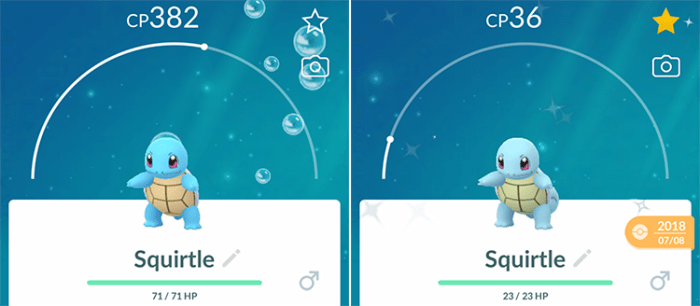 Shiny squirtle vs normal