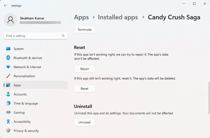 How to reset candy crush