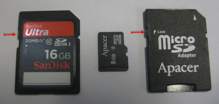 Sd lock card write micro adapter protection added enabled both