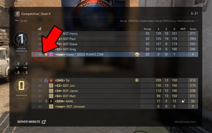 How to see ping in csgo