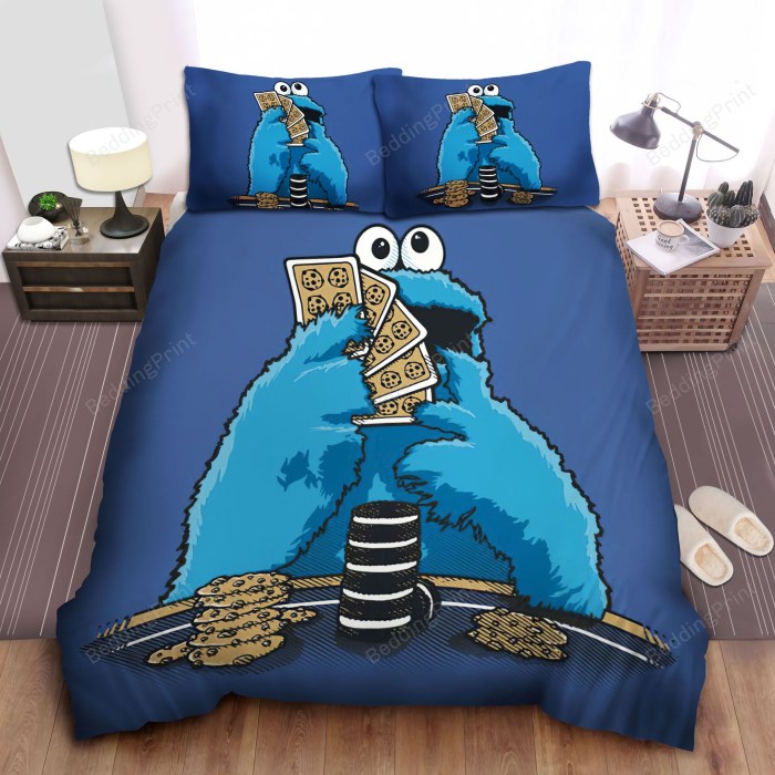 Cookie monster in bed