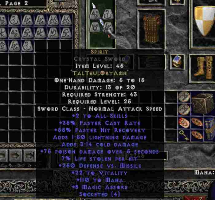 Diablo 2 spirit sword