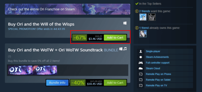 Steam cart not showing