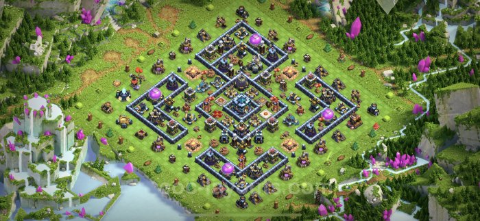 Th4 coc base hall clans layout clash town defense