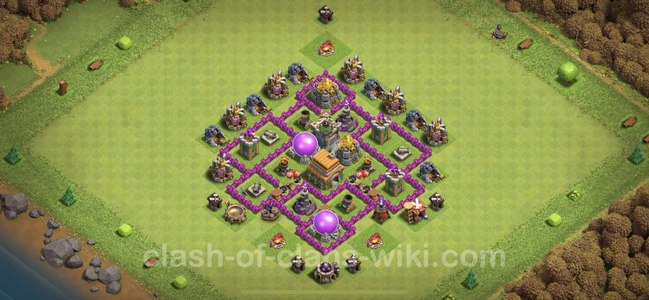 Hall town clash clans coc defense th4 farming base layout visit pocket edition