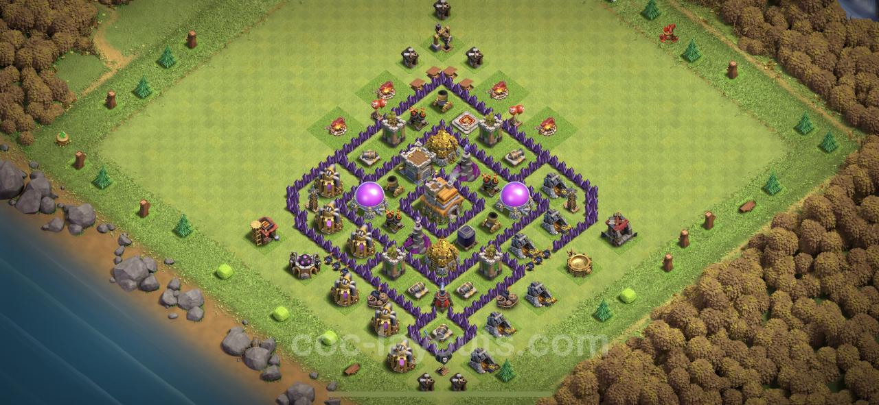 Base hall town th6 farming hybrid trophy war