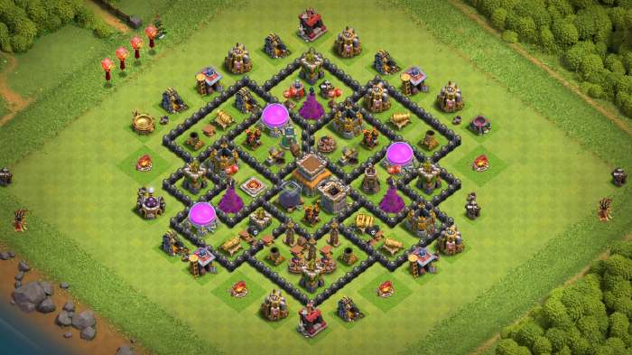 Base war hall town clash clans coc anti map layout designs good th7 stars