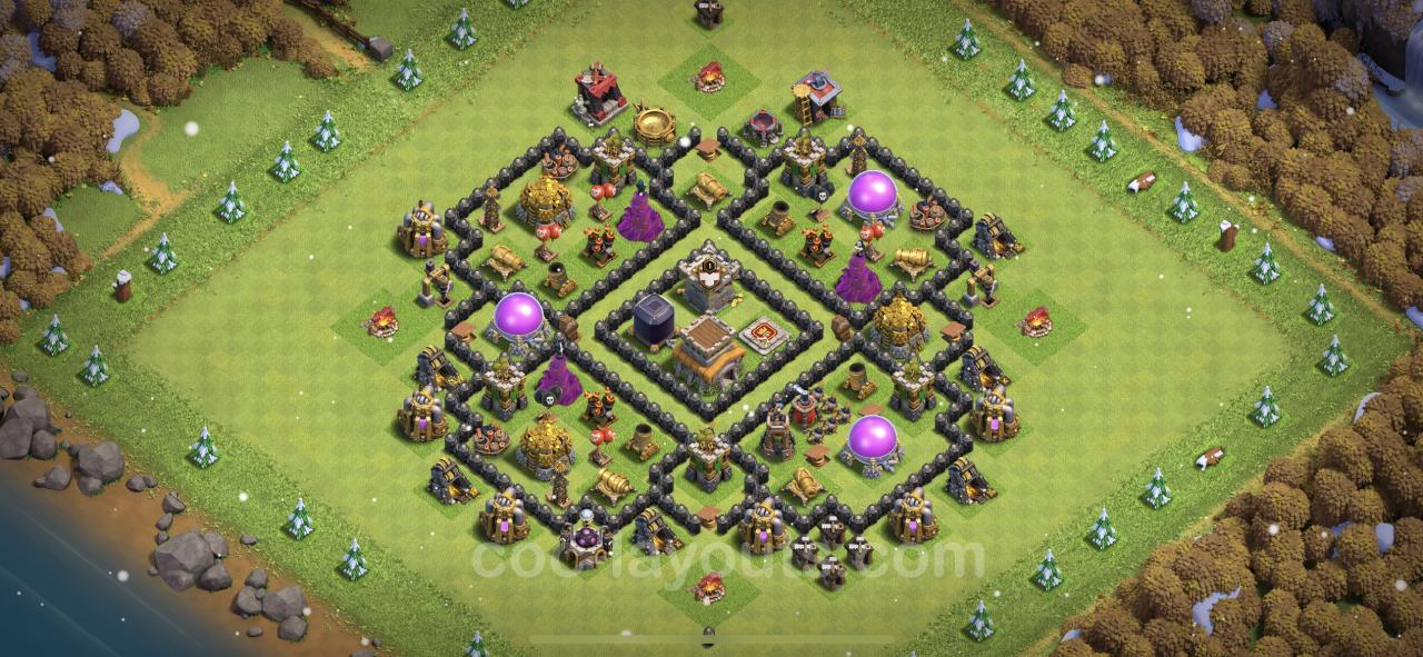 Clans base clash hall town defense level top layout coc th9 bases games layouts