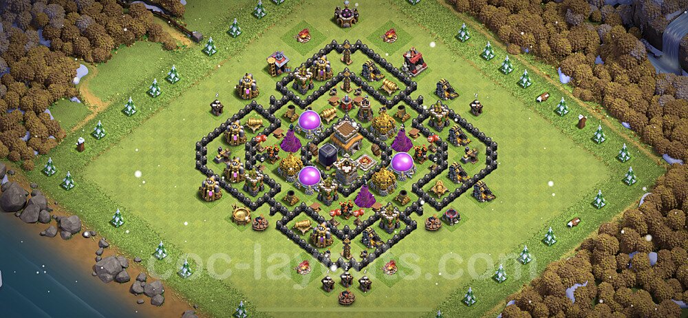 Clash base th8 clans defense trophy hall town layout plan level link th temporarily impossible unavailable copy defence
