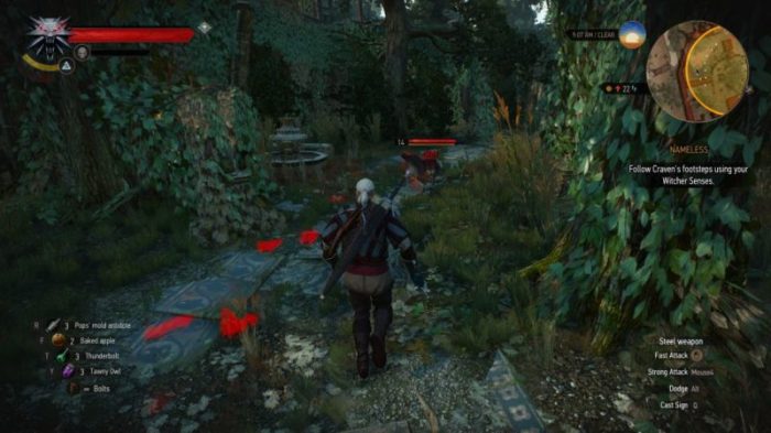 Witcher nameless guide quest walkthrough footprints wolves kill along ll follow need way