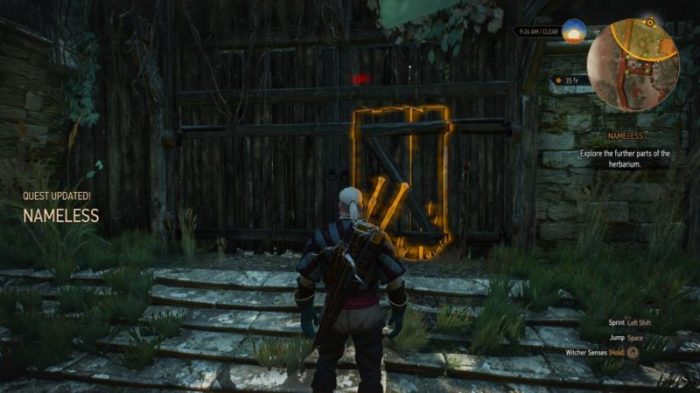 Witcher nameless quest herbarium walkthrough guide towards ll round head then side right into go big