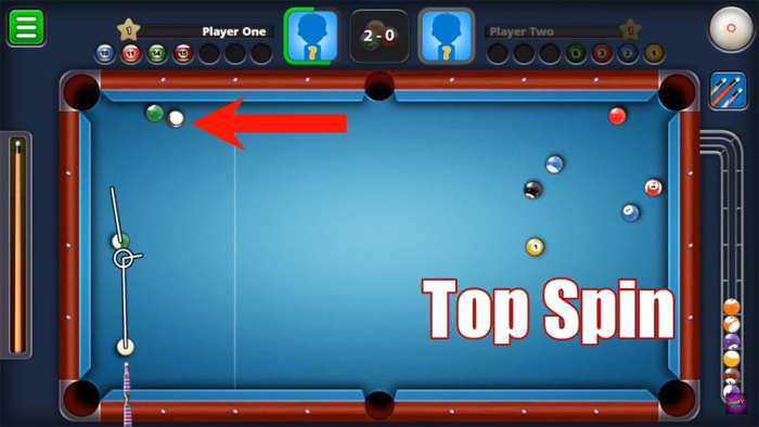Spin in 8 ball pool