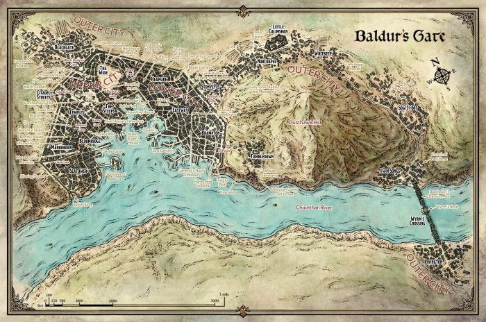 Gate map baldurs baldur dnd realms forgotten city area dungeons dragons game fantasy karte maps dungeon sword coast drizzt landkarte