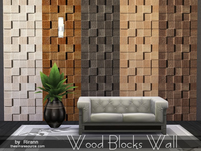 Wood blocks on walls