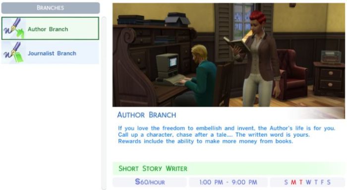 Sims 4 writer career