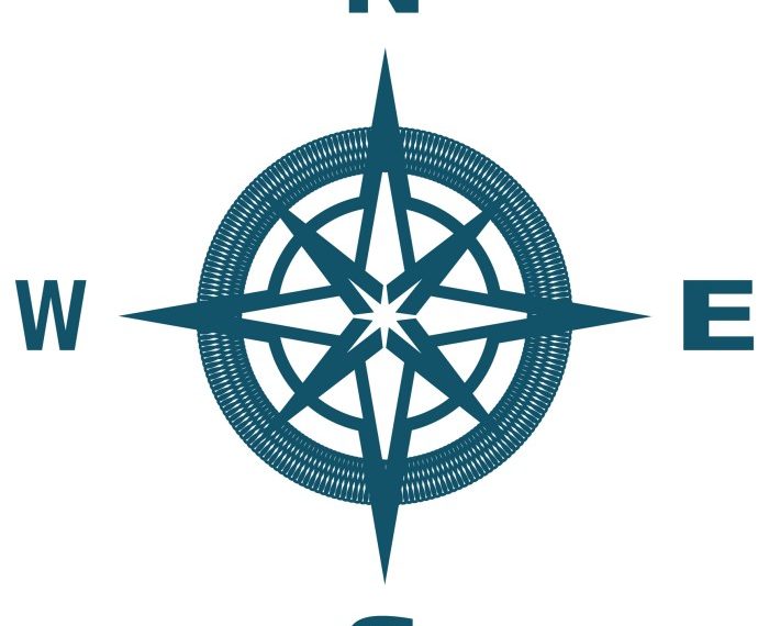 Compass symbol on map