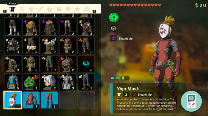 Yiga clan armor upgrade