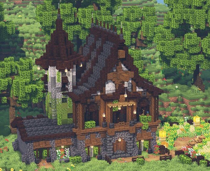 House with tower minecraft