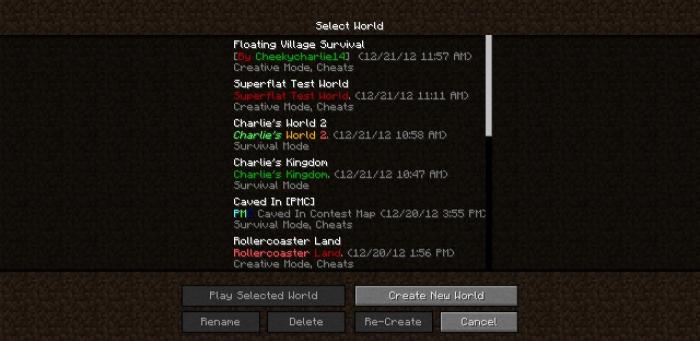 World names for minecraft
