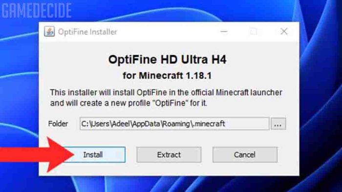 Java optifine install