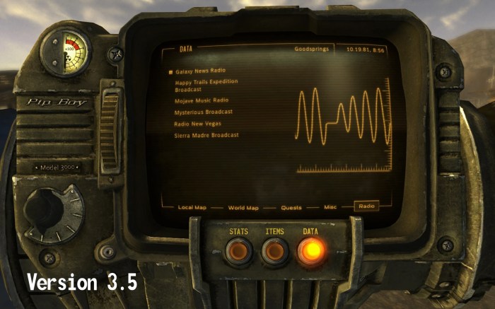 Fallout pipboy pip boy game screen menu side comparison screenshot 3000 interface games vault hud health style computers
