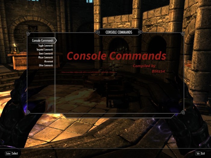 Skyrim console scroll up