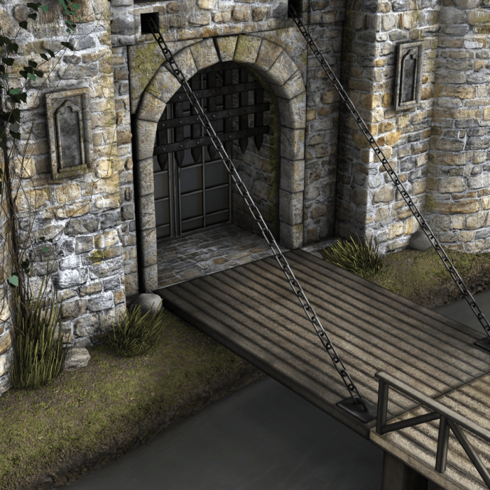 Drawbridge castle stock animation similar