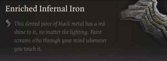 Bg3 enriched infernal iron