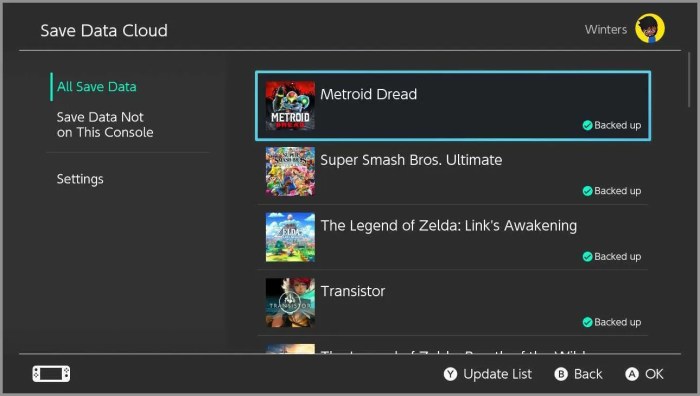 Switch save nintendo transferred confirms data