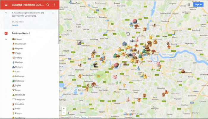 Pokemon go nest locations