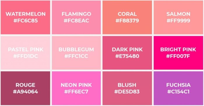 Names for the color pink