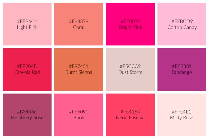 Names for the color pink