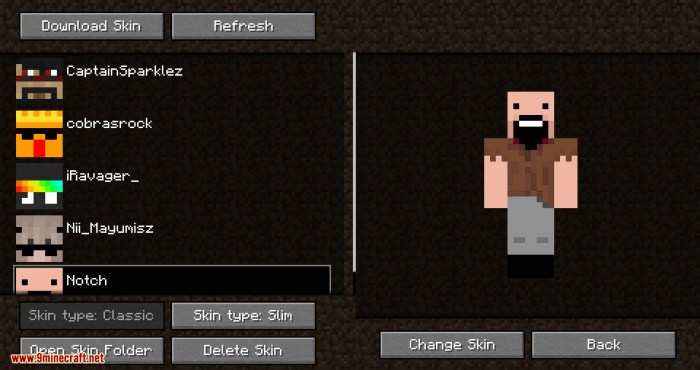 Change skin mod minecraft