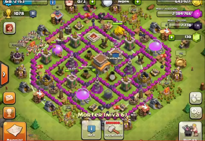 Base hall town clash clans defense level