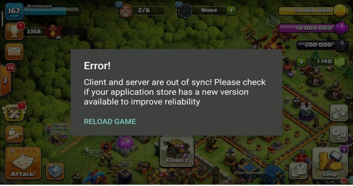 Clash of clans out of sync