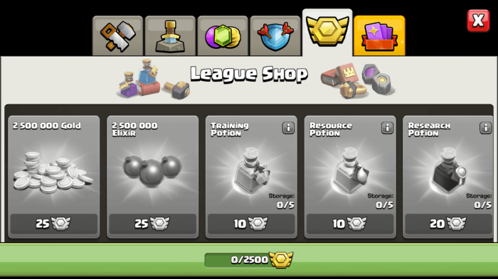 Clash of clans league shop