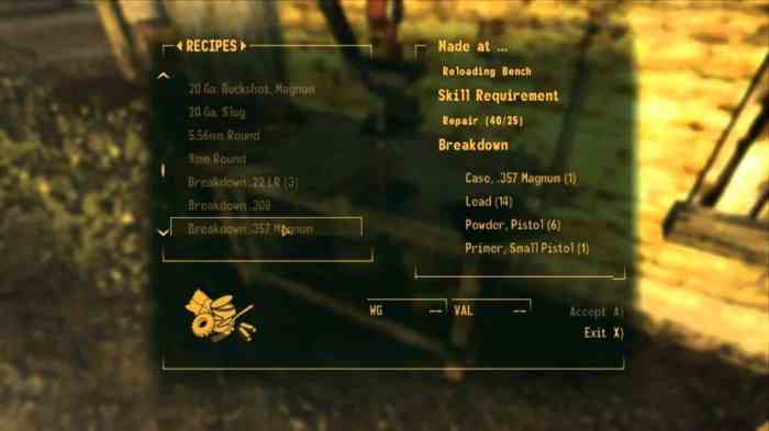 Fallout new vegas crafting