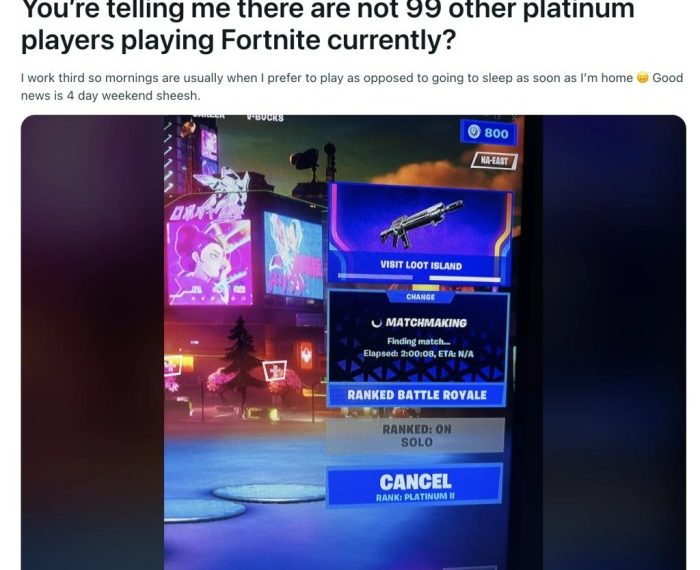 Fortnite long queue times