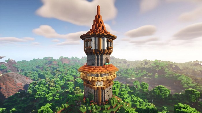 House with tower minecraft