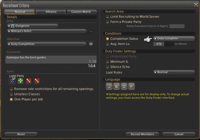 Party finder ffxiv forming finding wiki
