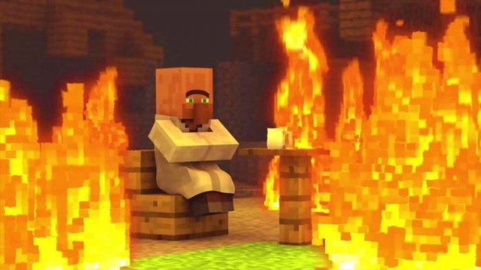 Minecraft house on fire