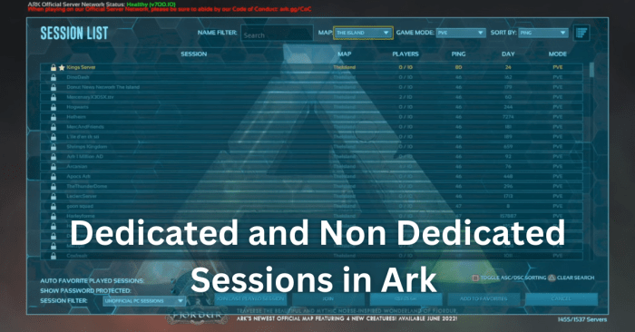 Non dedicated session ark