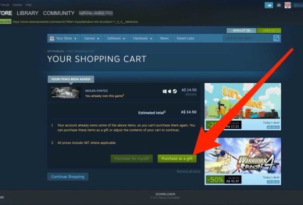 Steam how to check gifts