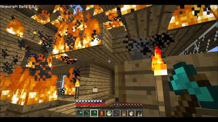 Minecraft house on fire