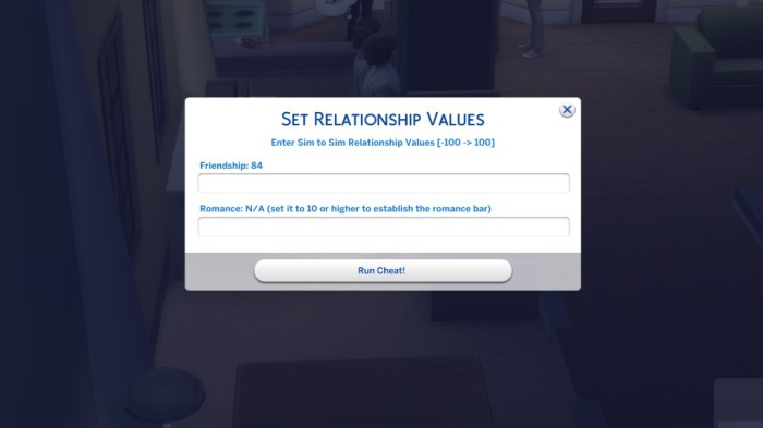 Sims 2 relationship cheat