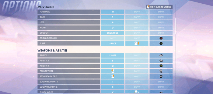 Overwatch controls on pc