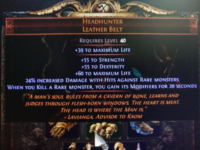 Headhunter path of exile