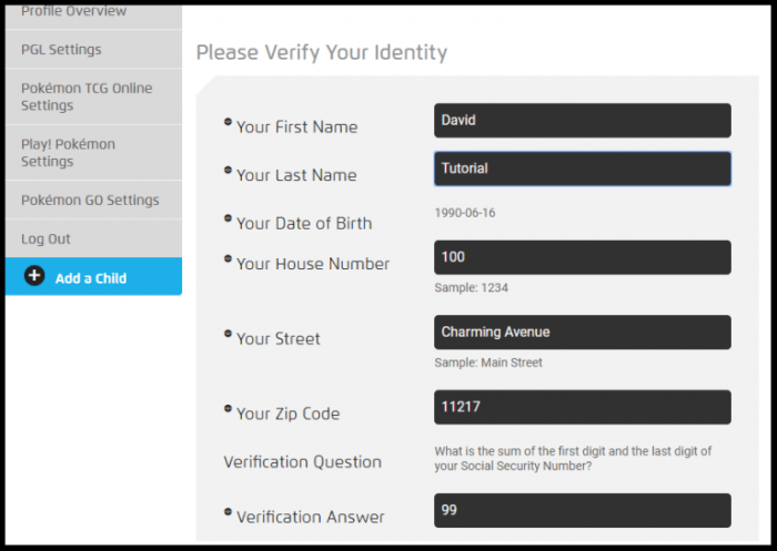 Pokemon go verify account
