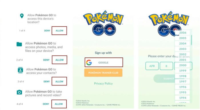 How to sign up pokemon go